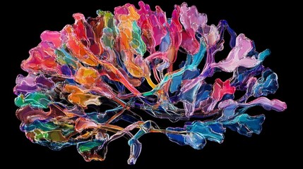 Self-learning AI represented by a colorful digital brain interface.