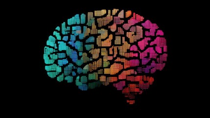 Self-learning AI represented by a colorful digital brain interface.