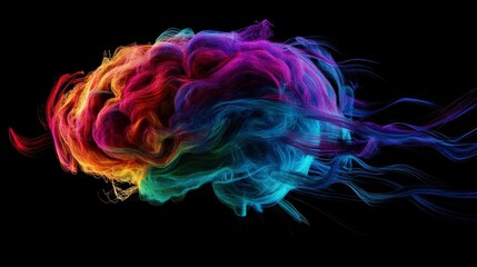 Self-learning AI represented by a colorful digital brain interface.