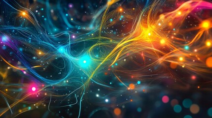Self-learning AI technology visualized as colorful neural pathways.