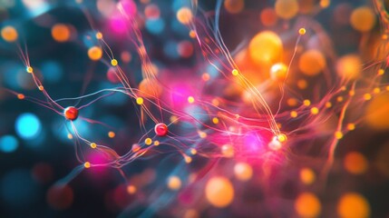 Self-learning AI technology visualized as colorful neural pathways.