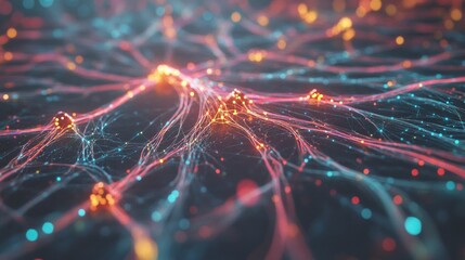 Self-learning AI technology visualized as colorful neural pathways.