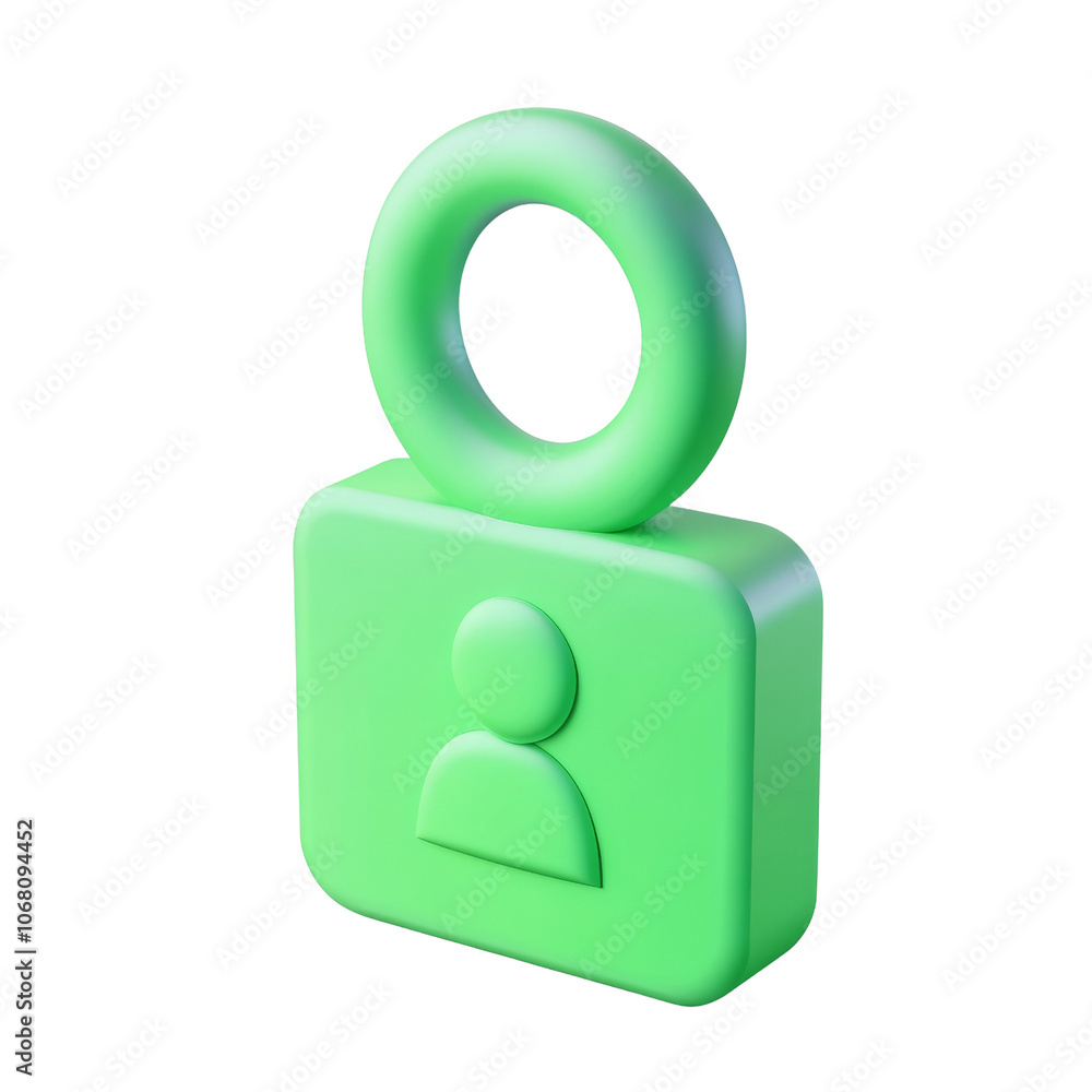 Poster 3D Profile Icon with Green Checkmark - Secure Login & Account Verification