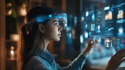 Virtual assistant powered by AI helping a user with daily tasks on a digital screen.