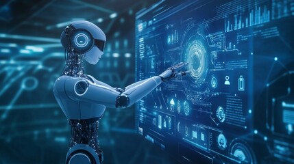Virtual assistant powered by AI helping a user with daily tasks on a digital screen.