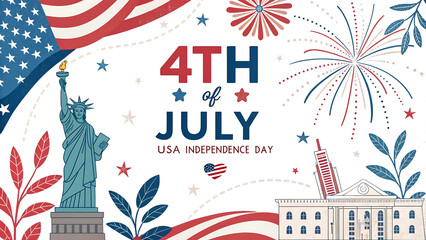 Obraz premium 4th of July USA Independence Day Poster Design on Transparent Background