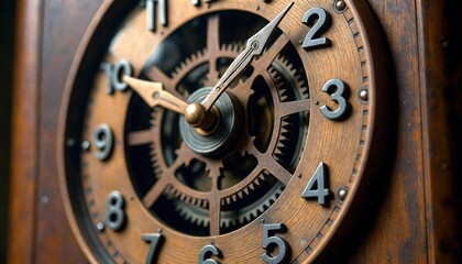 Obraz premium Vintage Mechanical Wall Clock Close-Up