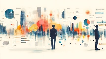 Business professionals analyze data visualization trends