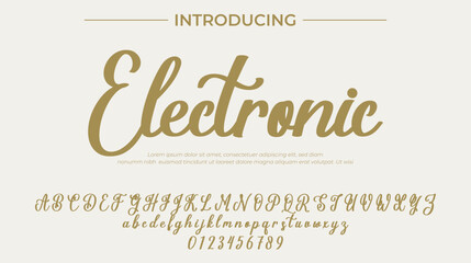 Electronic Font Stylish brush painted an uppercase vector letters, alphabet, typeface