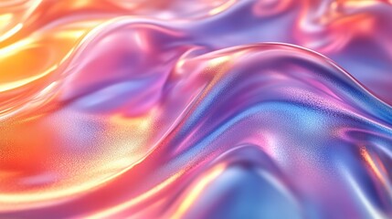 Fototapeta premium A holographic abstract backdrop with pastel colors, showcasing a rainbow foil effect that evokes the psychedelic trends of the 80s and 90s.