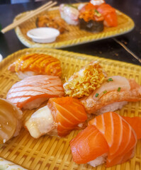 Plates of sushi