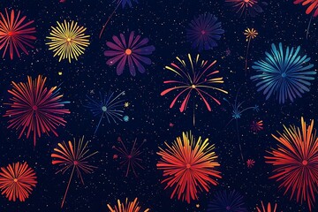 Naklejka premium Fireworks display, fireworks bloom in the sky