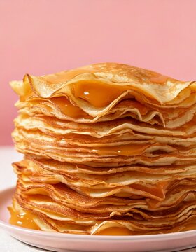 Torre de panqueques con dulce de leche