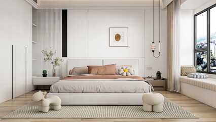 3d rendering luxury modern bedroom interior design