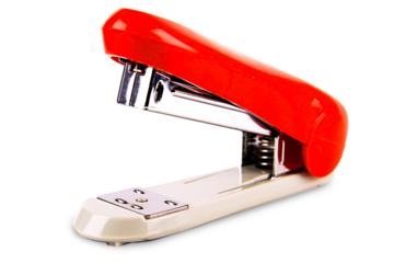 Red Stapler isolated on white, transparent background