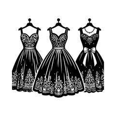 Dress icon vector. Baby, princesses, bride collection silhouette. Frock symbol or logo.