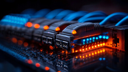 internet cable, symbolizing connectivity, data flow, and global communication. This image reflects modern technology linking networks across the world