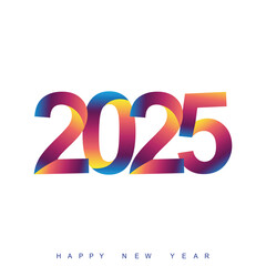 Colorful 2025 Happy New Year Greeting Card for Christmas. Vector