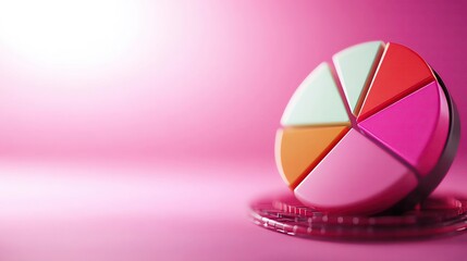 Obraz premium Business plan presentation with a pie chart, illustrating market share analysis in a clean, pastel color scheme, emphasizing negative space