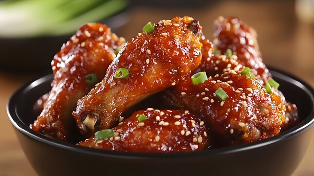 Spicy Korean Fried Chicken Wings in Bowl