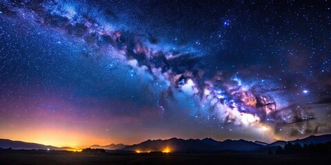 Fototapeta premium Night photography capturing millions of stars in the starry sky, night, photography, stars, night sky, nighttime, astronomy