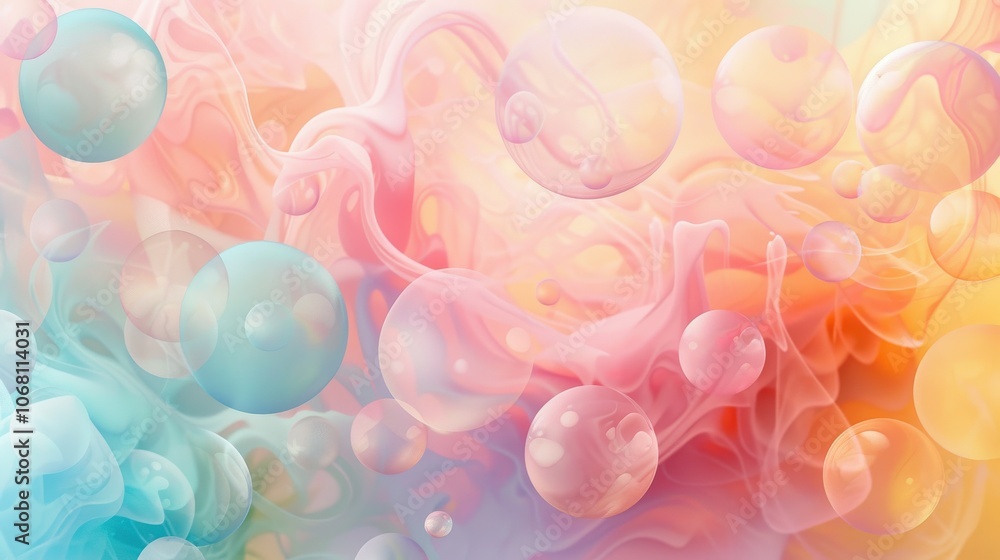 Poster lively abstract colorful bubbles and swirls background for a vibrant and imaginative design concept.