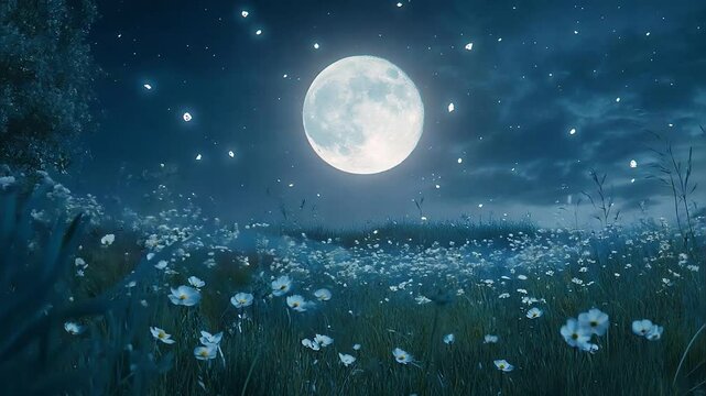 Enchanting Moonlit Night with Floating Particles Loop Background