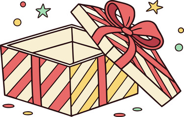 christmas gift box, Gift Box with Red Ribbon - Transparent PNG.