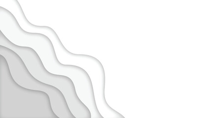 white paper cut abstract wave background contour landscape line shape layer 3D