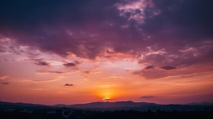 Fototapeta premium Serene Sunset Over Rolling Hills