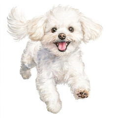 Obraz premium Bichon Frise Joyfully Running After A Toy Full Body