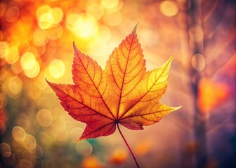 Fototapeta premium Vivid Autumn Colors on Dry Leaves Captured in Vintage Style Photography for Minimalist Aesthetic and Copy Space, Celebrating the Beauty of Fall Nature