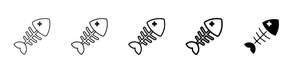 fish bone icon Simple outline illustration