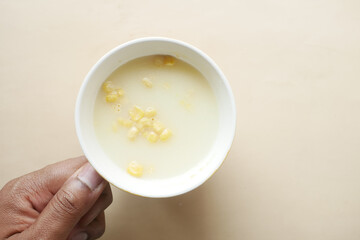 instant cup soup in a mug on table 
