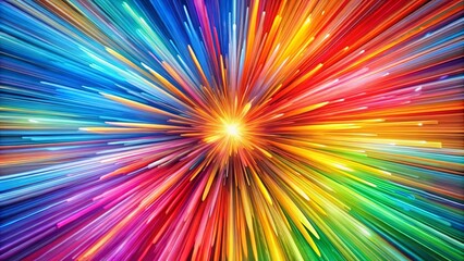 Obraz premium A vibrant explosion of colors in an abstract radial pattern, a symphony of hues radiating from a central point of light.