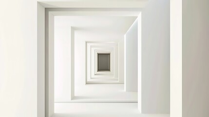 Fototapeta premium 3D Rendering of White Geometric Tunnel - a captivating and futuristic visual. The white geometric tunnel creates an engaging and immersive experience.