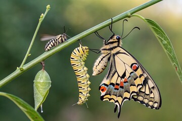 Metamorphosis of the Swallowtail - Papilio machaon - butterfly