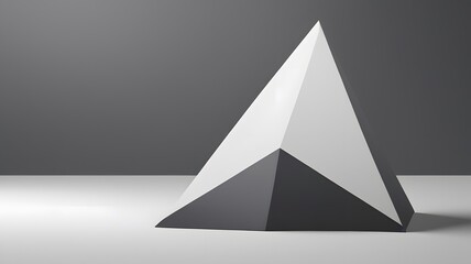 A geometric pyramid with contrasting colors on a minimalistic background.