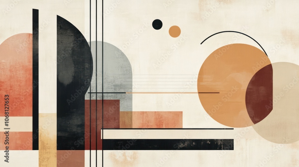 Poster abstract geometric pattern in muted tones with a vintage texture.