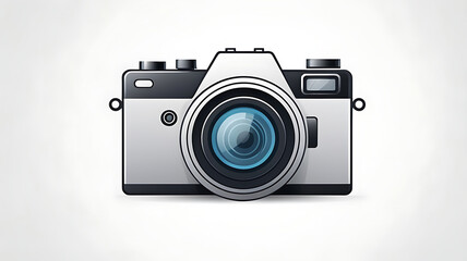 Minimalistic icon of a camera symbol for photography and media on white background.