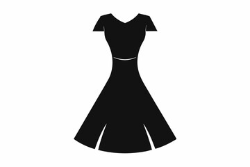Dress silhouette, black dress icon vector, women dress