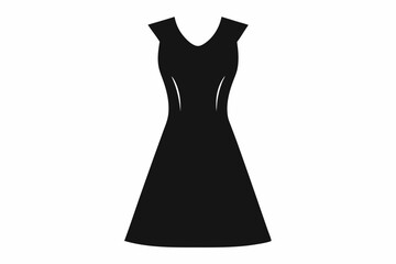 Dress silhouette, black dress icon vector, women dress