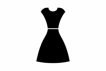 Dress silhouette, black dress icon vector, women dress