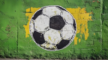 Footbal sticker green wall background