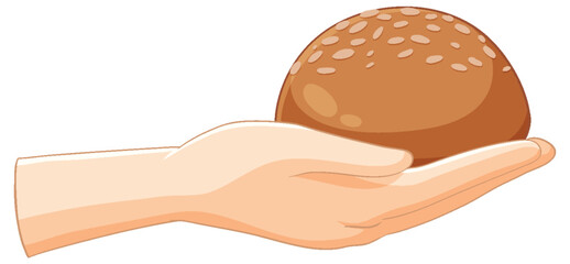 Hand Holding a Fresh Bread Roll