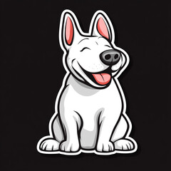 Bull Terrier Dog Sitting With A Funny Smile Flat