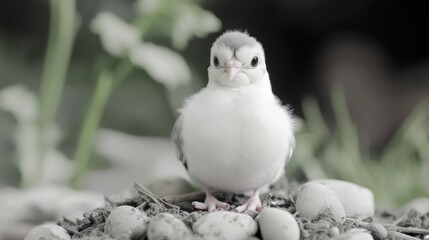 Obraz premium A black and white dove chick