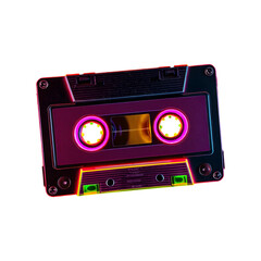 Obraz premium Vintage audio cassette tape on transparent background.