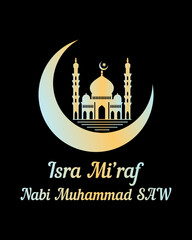 Isra Miraj Islamic background design vector illustration