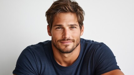 Handsome Man Smiling Casual Portrait Studio Shot